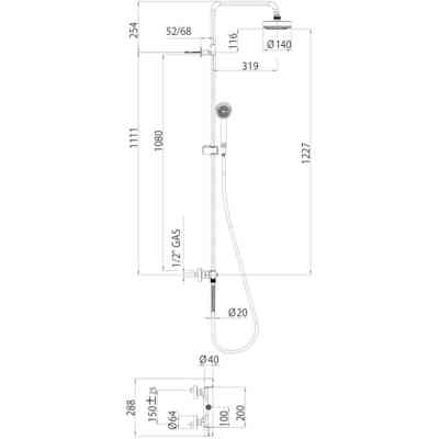 Colonna doccia muro, miscelatore, soffione 14cm 3 getti, antitorsione - Dinamic, Bossini