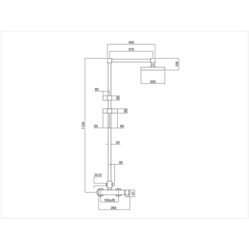 Colonne de douche avec pomme de douche, douchette et mitigeur thermostatique carré - Tetris, Rubinetteria Bugnatese