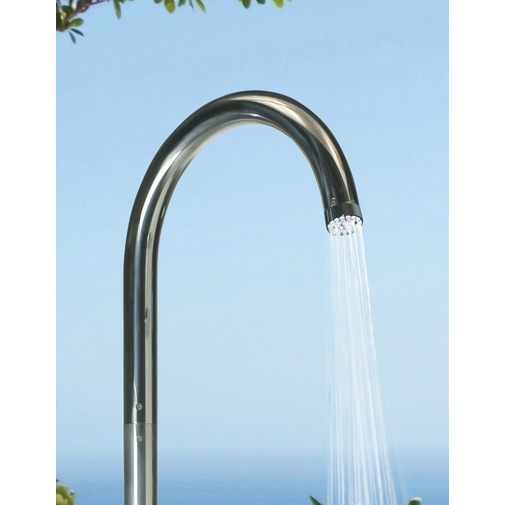 Colonne de douche d'extérieur avec robinet lave-pieds, mitigeurs progressifs, inox - Piscine, Bossini