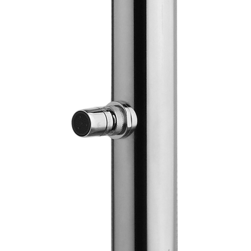 Colonne de douche d'extérieur en acier inoxydable, avec pomme de douche ronde de 30 cm de diamètre, robinet lave-pieds et mitigeurs progressifs - Nek, Bossini