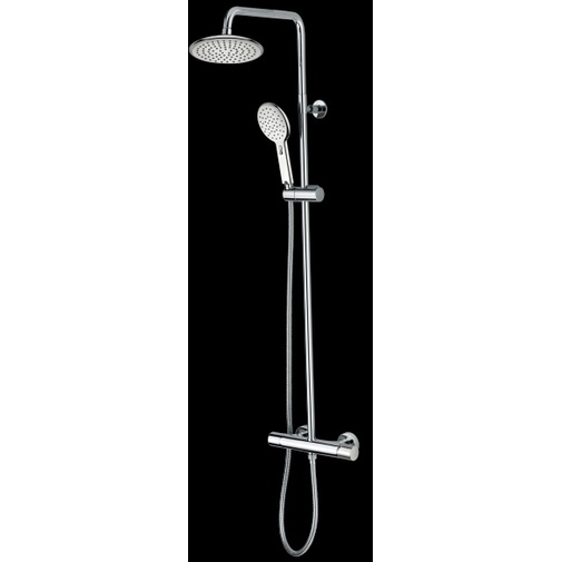 Colonne de douche murale, pomme de douche 21 cm, douchette 2 fonctions - Agua, Bossini