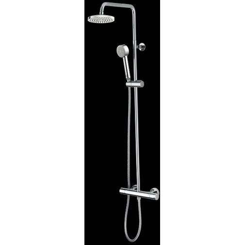 Colonne de douche murale, pomme de douche ronde 20cm, douchette, mitigeur thermostatique - Elios, Bossini