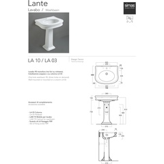Column for washbasin LA03 classic style in white ceramic - Lante, Simas