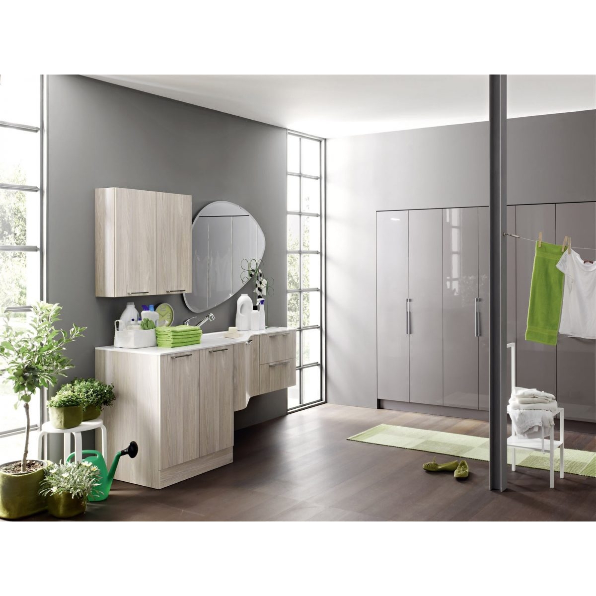 Mobile Bagno Con Portalavatrice.Arbi Arredobagno Composizione Bagno Lavanderia Con Mobile A Due Profondita E Porta Lavatrice Bolle 45 Arbi Arredobagno