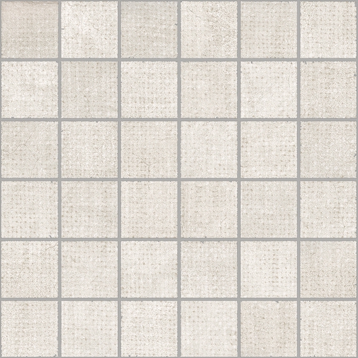 Concrete effect/fabric mosaic stoneware Dress White 30x30 - Set, Ceramica Sant'Agostino