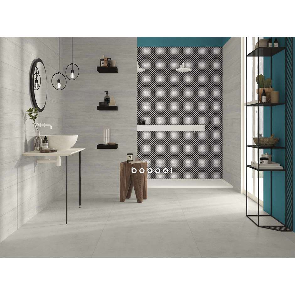 Concrete effect porcelain stoneware, 75x150 cm White, rectified - Uptown, Dom Ceramiche