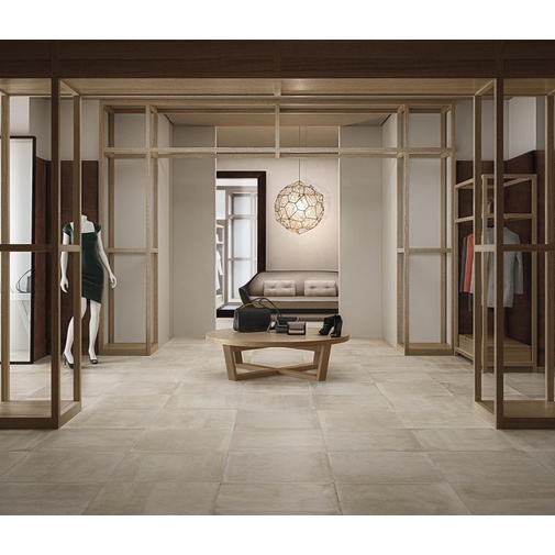 Concrete effect porcelain stoneware, 90x90 cm Beige - Entropia, Dom Ceramiche