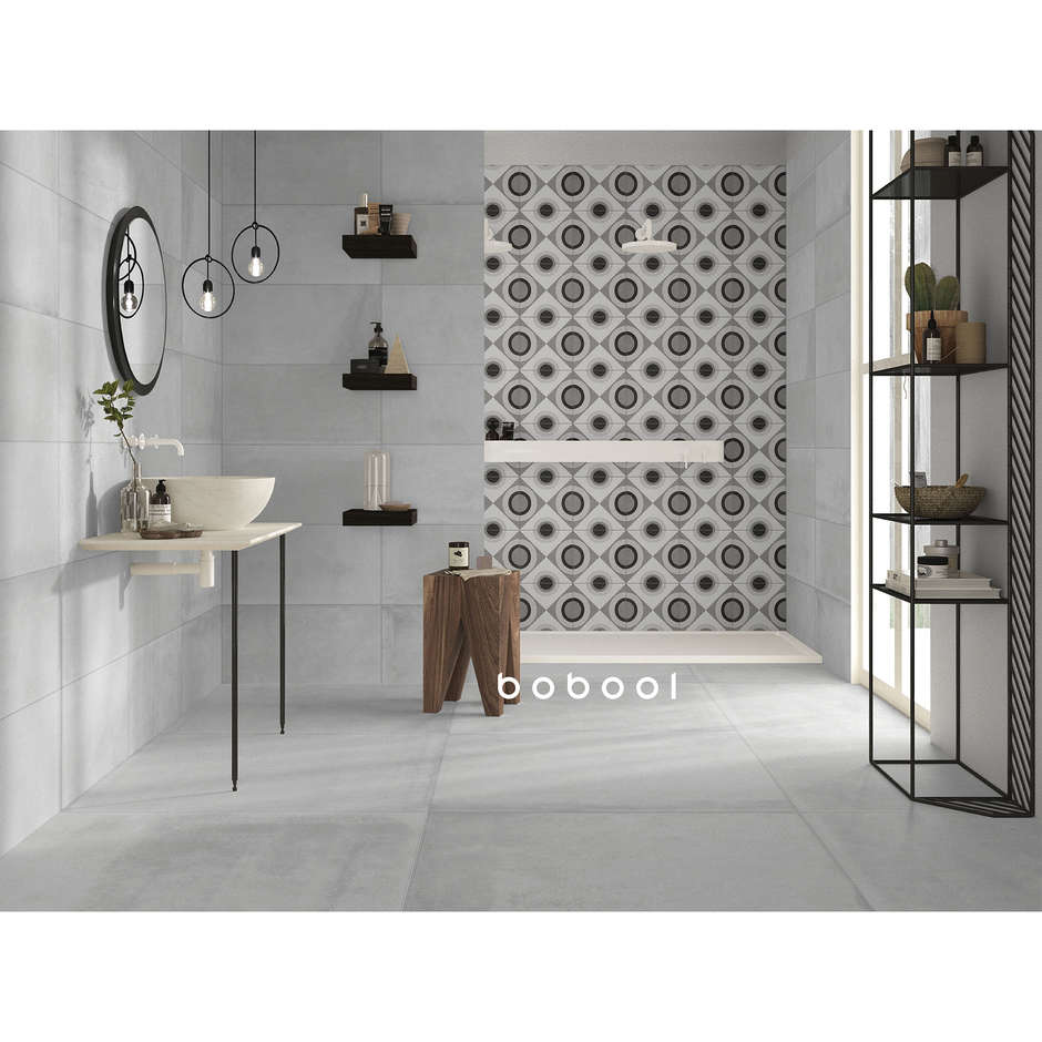 Concrete effect porcelain stoneware, 90x90 cm White - Entropia, Dom Ceramiche