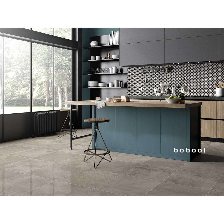 Concrete effect stoneware, lapped rectified gray beige, Greige, 59,5x59,5 Uptown, Dom Ceramiche