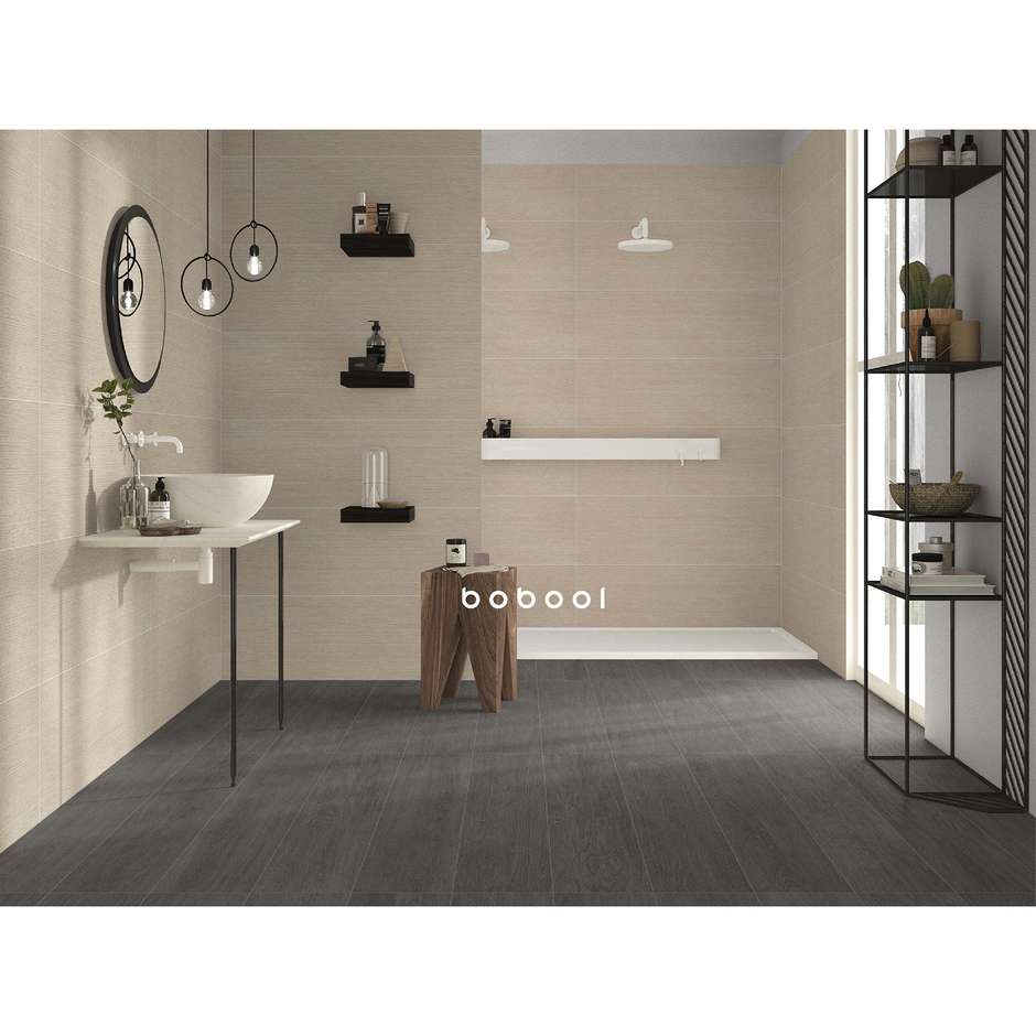 Concrete-effect striped tile, Beige Lines, 33,3x100 cm - Concretus, Dom Ceramiche