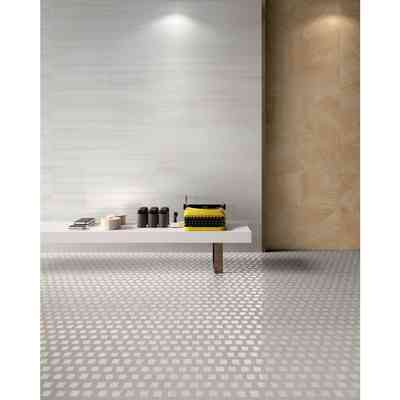 Concrete effect tile with marble inserts, in porcelain stoneware, Gem Pearl 90x90 cm - Set, Ceramica Sant'Agostino