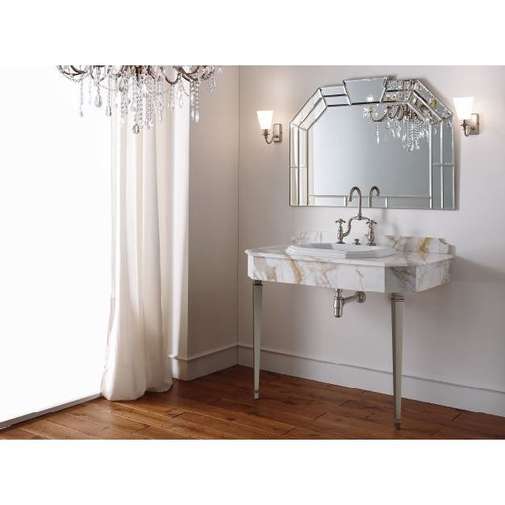Consolle marmo gambe metalliche ottone lucido e lavabo ceramica soprapiano - Michelangelo, Sbordoni