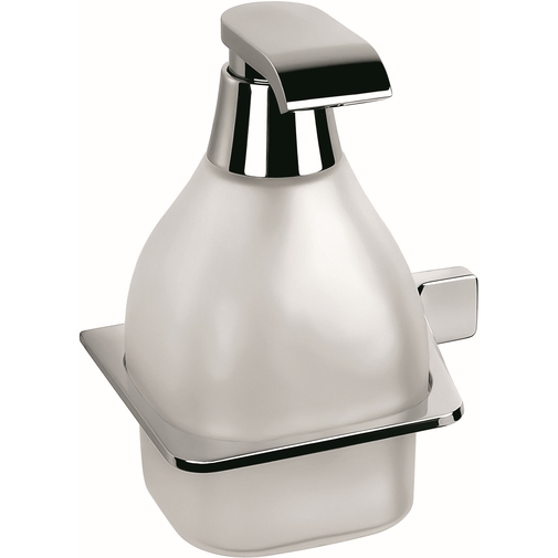 Contemporary design wall mounted soap dispenser, etched glass with chrome finish, left - Alizè, Colombo Design