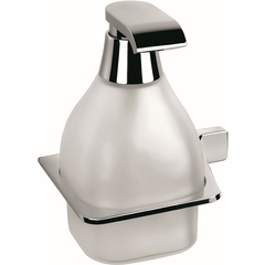 Contemporary design wall mounted soap dispenser, etched glass with chrome finish, left - Alizè, Colombo Design