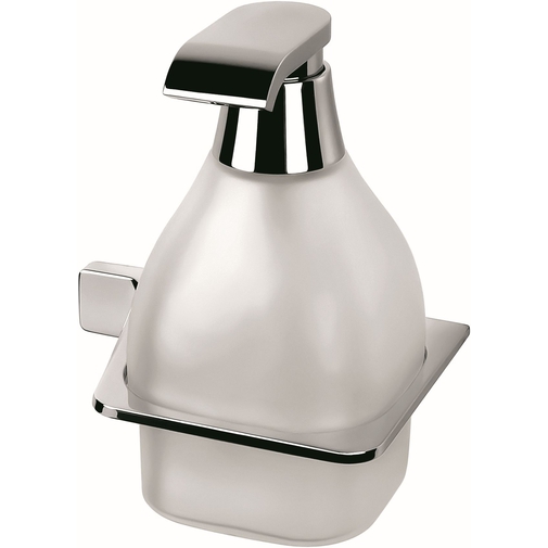 Contemporary design wall mounted soap dispenser, etched glass with chrome finish, right - Alizè, Colombo Design