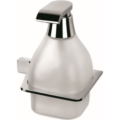Contemporary design wall mounted soap dispenser, etched glass with chrome finish, right - Alizè, Colombo Design