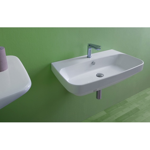 Contemporary style suspended washbasin in white ceramic - Baden Baden, Simas