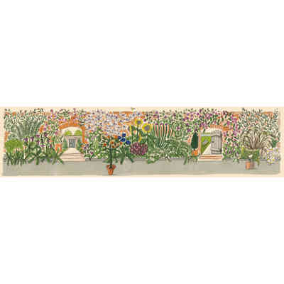 Coppia di decori floreali 10x40 cm, su fondo beige, Mary Ann 4 - Julia Binfield, Ceramica Bardelli