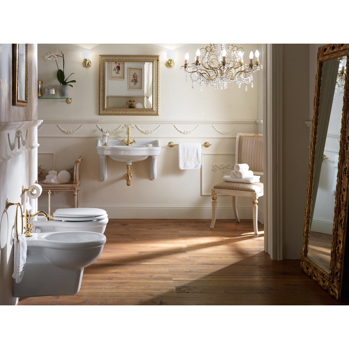 Palladio di Sbordoni - Coppia di mensole, in ceramica bianca, stile  classico, per lavabo 32x34,5 cm