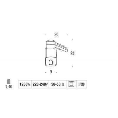 Corded hair dryer complete with universal 220V white wall socket - Colombo Design