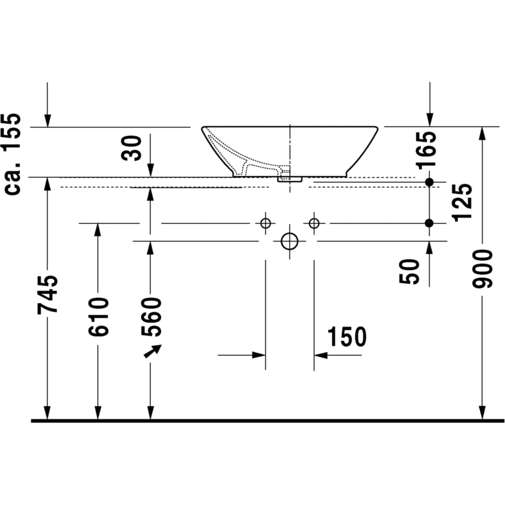 Countertop basin with overflow white 55 cm - Bacino, Duravit