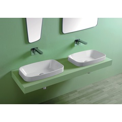 Countertop or built-in washbasin in white ceramic 66x38 cm - Baden Baden, Simas