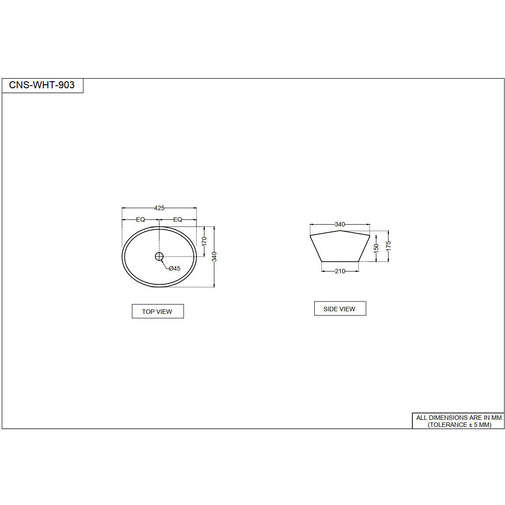 Countertop washbasin 42,5x34cm Continental Jaquar Bianco