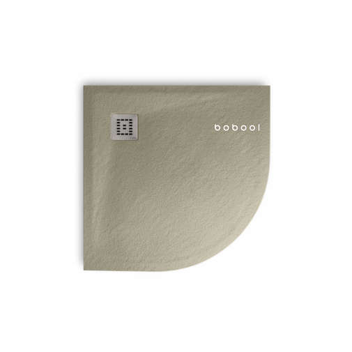 Curved shower tray in stone-effect resin, Gravel grey, 80x80x3 cm - Trendy, Arblu