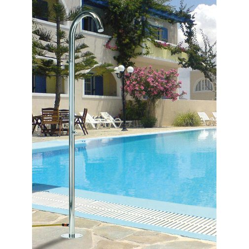 Cylindrical external shower column with time tap, external power supply, stainless steel - Pool, Bossini