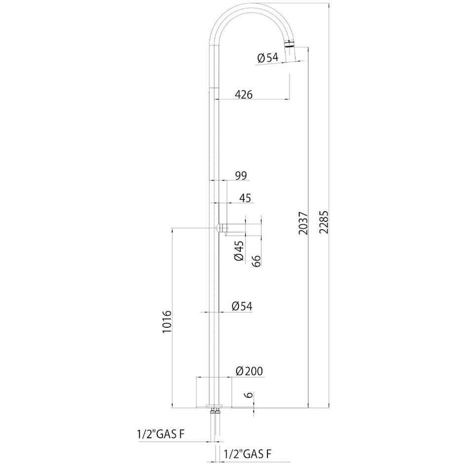 Cylindrical outdoor shower column, progressive mixer, stainless steel - Pool, Bossini