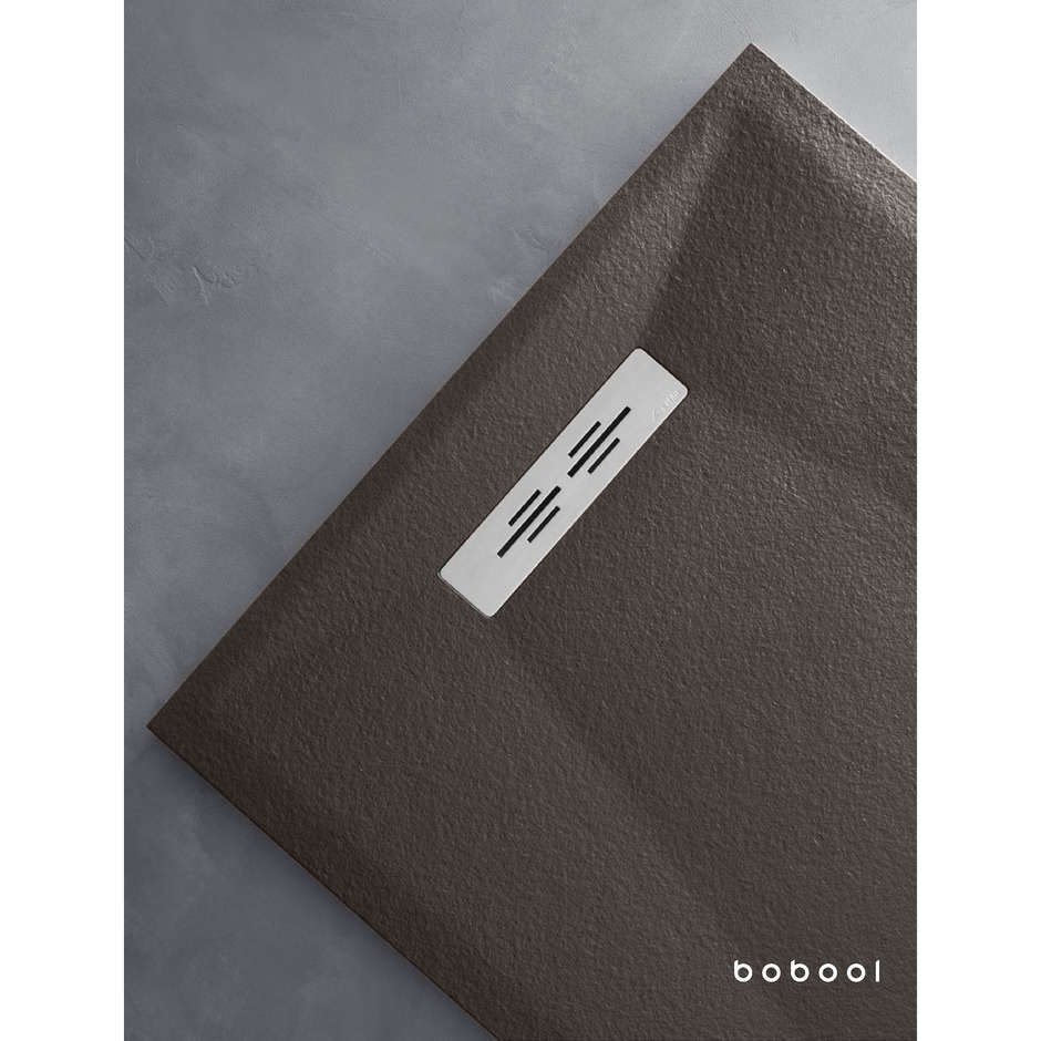 Dark brown slate effect low thickness shower tray measures 70x90 cm height 3 cm - Trendy Line, Arblu