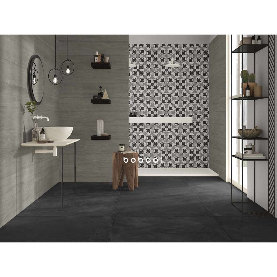Dark resin effect porcelain stoneware 90x90 cm, Smoke - Comfort R, Dom Ceramiche
