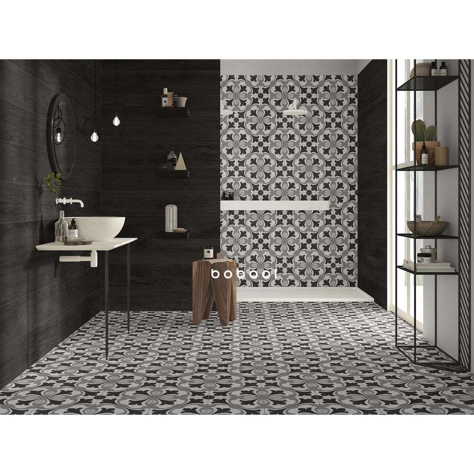 Dark wood effect porcelain stoneware, 20x120 cm, Smoke - Comfort W, Dom Ceramiche