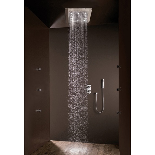 Deckeneinbau-Duschkopf, quadratisch mit Swarovski-Kristallen, mit weißem LED-Licht 47x47 cm - Dream LED-Licht, Bossini