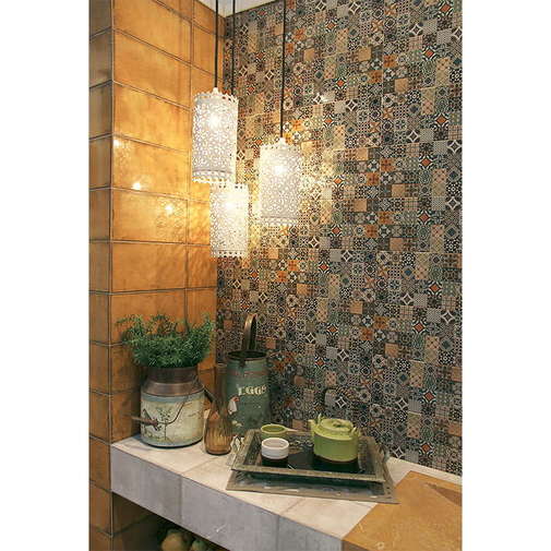 Decorated cement-effect tile, 15x30 cm - Decor Messina, Mainzu