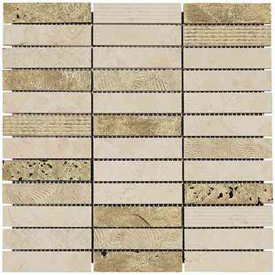 Decorated marble and lava stone wall mosaic, Cream 30x30 cm - Patchwork, Boxer