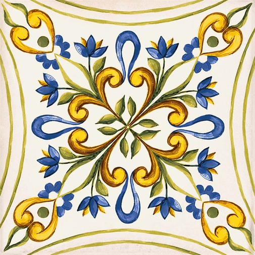 Decorated porcelain stoneware tiles, Fiore Mix Lucido 20x20 cm - Vita, Sant'Agostino