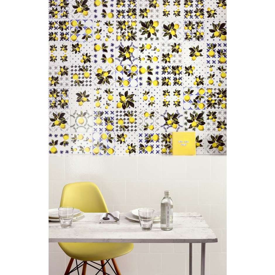 Decorated porcelain stoneware tiles, Giardino Bianco Mix Lucido 20x20 cm - Vita, Sant'Agostino