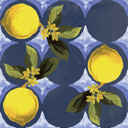 Dekorierte Feinsteinzeugfliesen, Glossy Blue Garden 20x20 cm - Vita, Ceramica Sant'Agostino