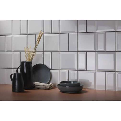 Diamond-effect wall tile, glossy white, 7.5x15 cm - Talco, Cesi