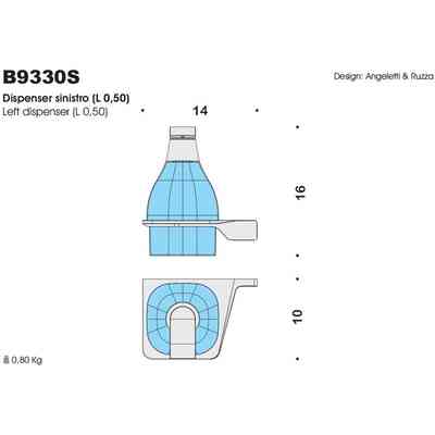Distributeur de savon mural au design contemporain, verre dépoli avec finition chromée, gauche - Alizè, Colombo Design