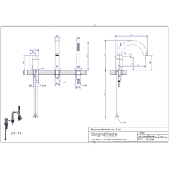 Diverter bath group with mixer, spout and hand shower - Kobuk, Rubinetteria Bugnatese