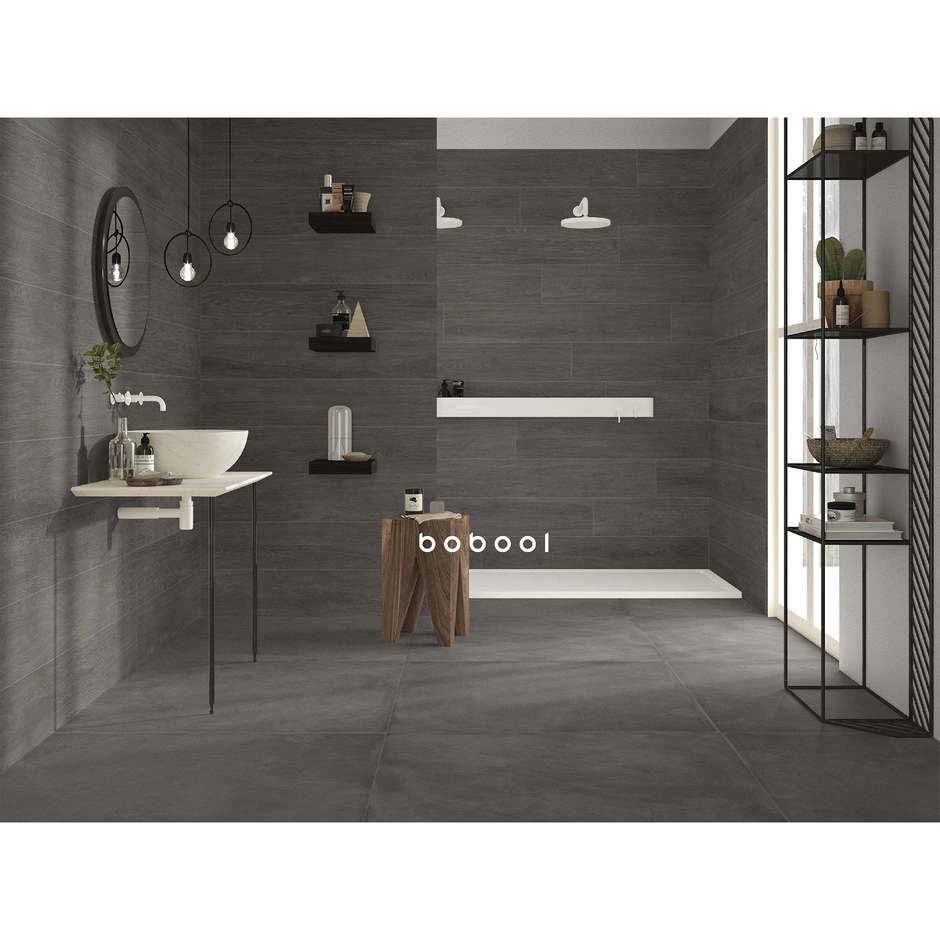 Dunkelgraues Feinsteinzeug mit Harzeffekt, 90x90 cm Dose - Comfort R, Dom Ceramiche