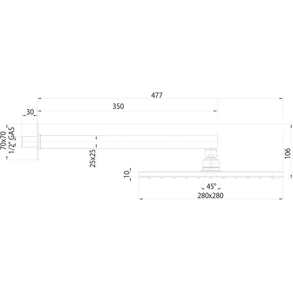 Duschkopf 28x28 cm mit Wandarm 35 cm, Chrom - Cosmo, Bossini