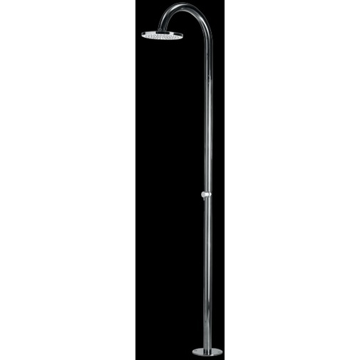 Duschsäule für den Außenbereich aus Edelstahl, mit rundem Duschkopf mit 20 cm Durchmesser und progressivem Mischer - Oki, Bossini