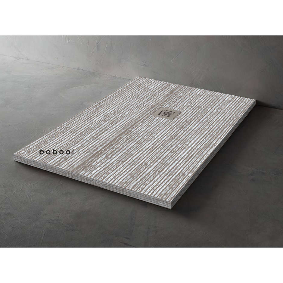 Duschwanne aus Harz in Holzoptik, Corda Decapè beige, 80x140x3 cm - Woody, Arblu