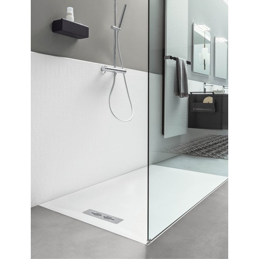 Duschwanne mit geringer Dicke und weißer Farbe mit Schiefereffekt, Maße 70 x 100 cm, Höhe 3 cm - Trendy Line, Arblu