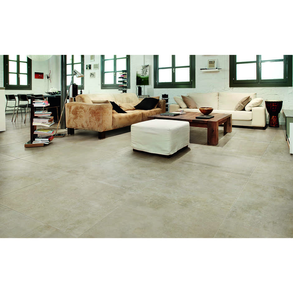 Dusty concrete effect porcelain stoneware, 45.5x91 cm, Greige - Uptown, Dom Ceramiche
