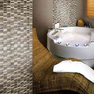 Emperador marble and polished glass wall mosaic 30.5x30.5 cm for wall tiles - Java, Boxer