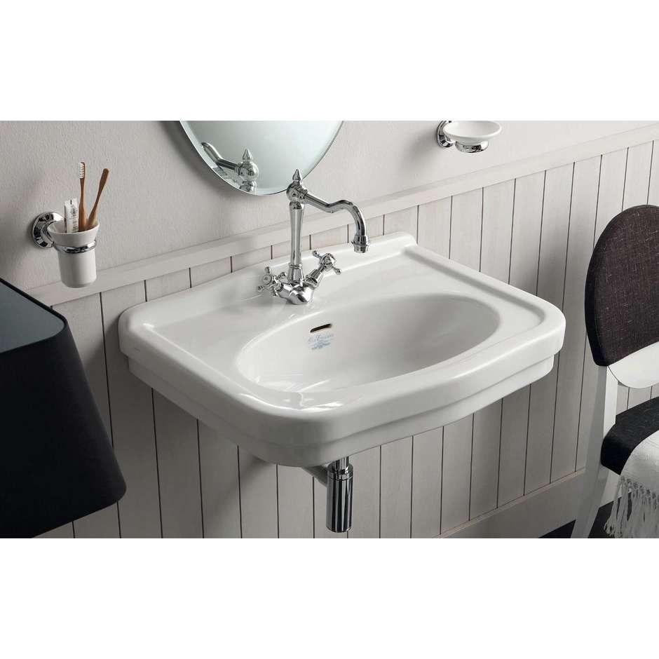 English style suspended washbasin in white ceramic 58 cm - London, Simas